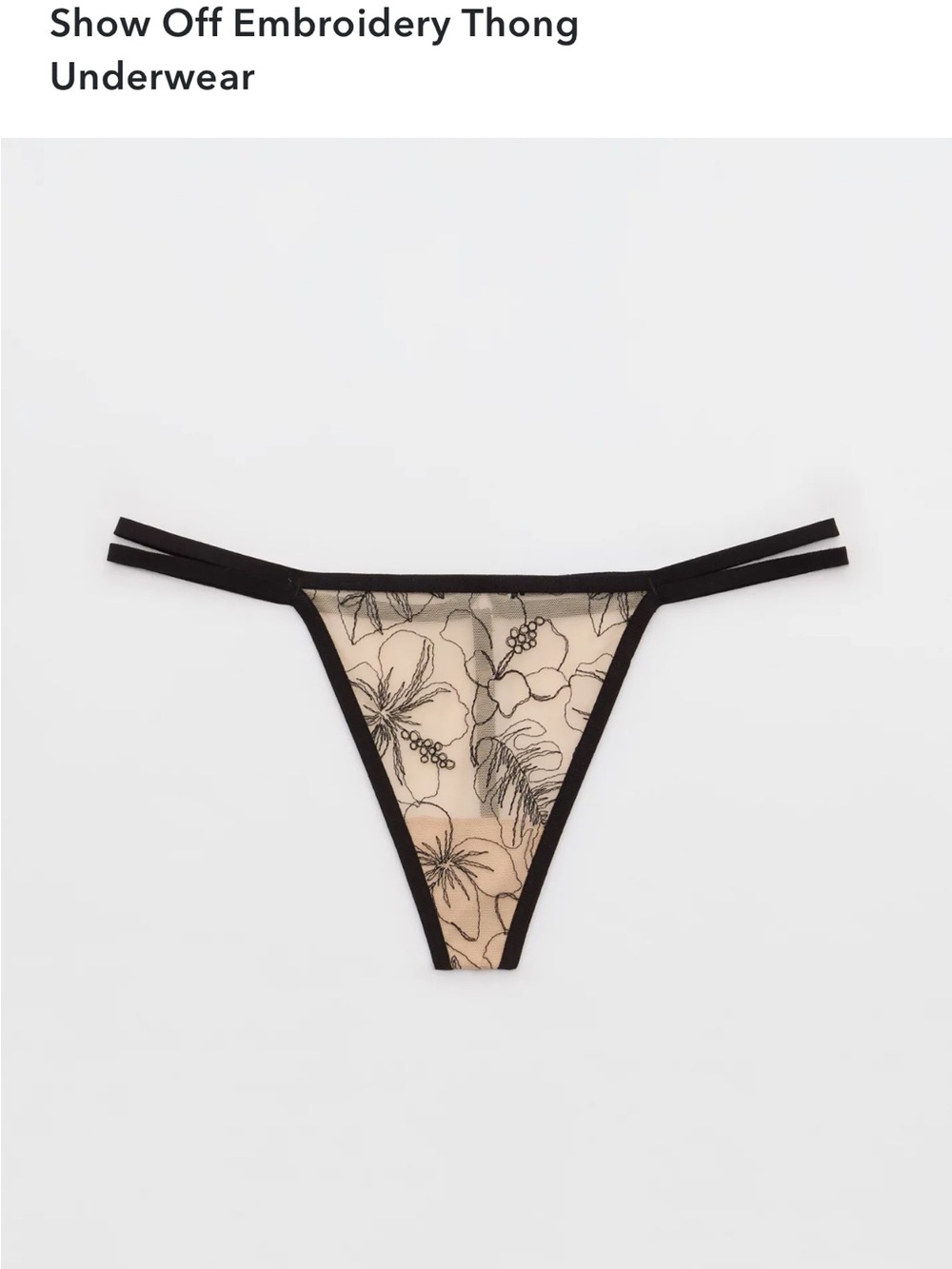 NWT Two Aerie  Black Strap Thong